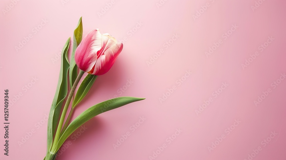 Fototapeta premium Women's Day Plain Background: On the Simple Canvas, Female Radiance Blooms