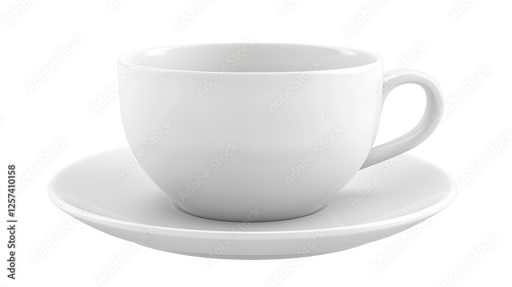 Empty white teacup and saucer on white background. Empty white teacup and saucer on white background.