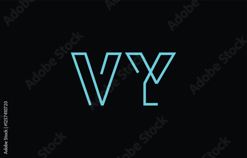 Illustration of creative typography featuring stylized letters V and Y with a minimal blue color theme, suitable for branding and graphic design inspiration.