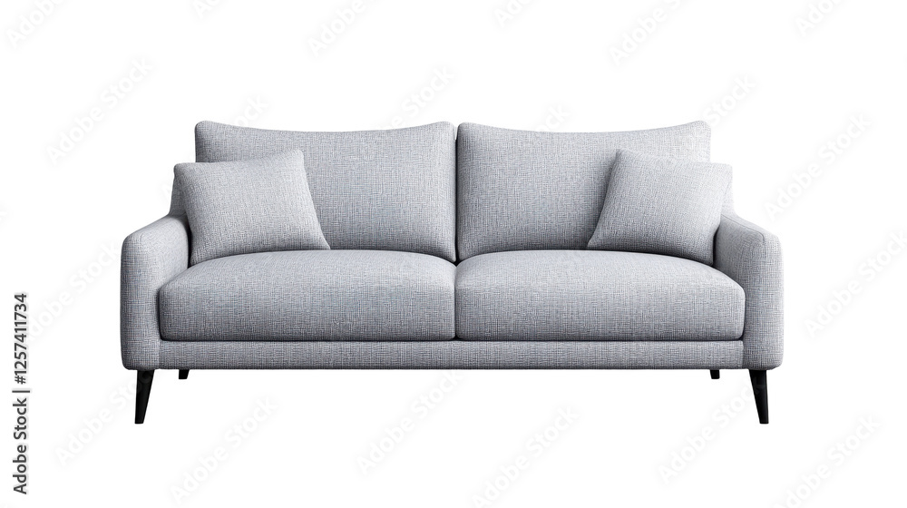 Stylish gray sofa designed for modern home aesthetics and comfort. transparent background Stylish gray sofa designed for modern home aesthetics and comfort. transparent background
