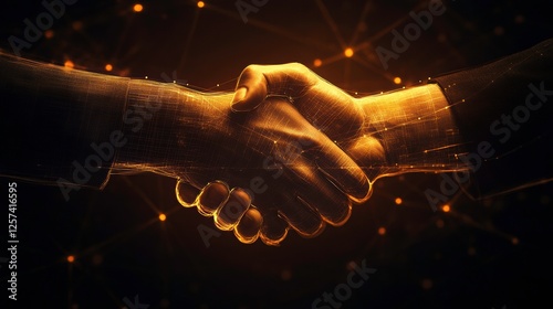 Digital Handshake Symbolizing Partnership and Trust in Technology