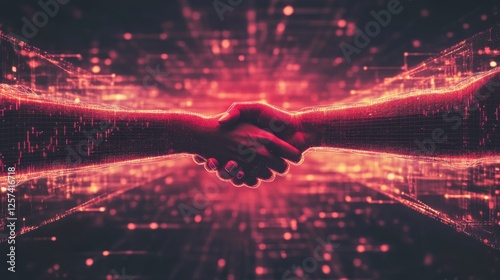 Digital Handshake Symbolizing Partnership and Technological Connection