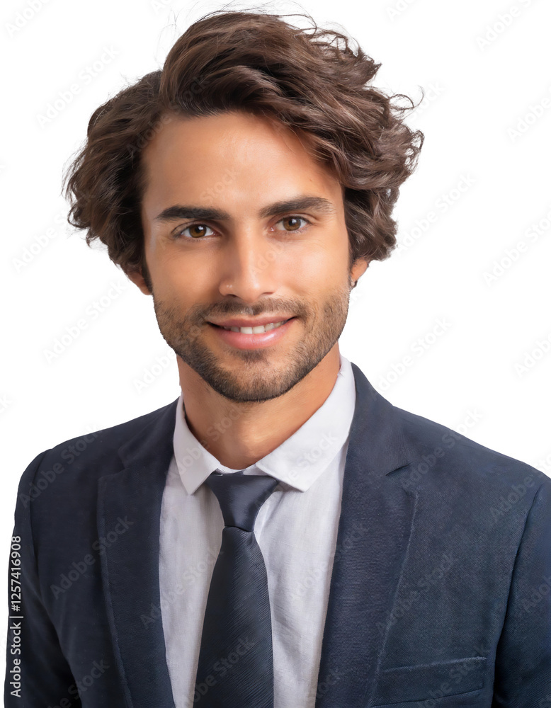 Portrait of only one Man. White Background. Portrait of only one Man. White Background.
