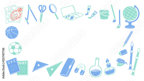 学用品ベクターイラストフレーム