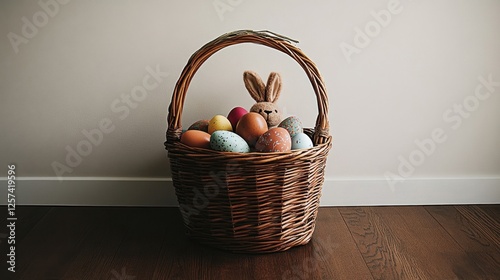 Easter Eggs in Basket with Bunny