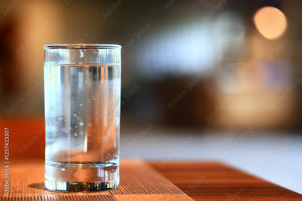 a glass of cold water on the table in the restaurant a glass of cold water on the table in the restaurant