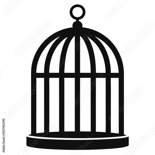 Empty bird cage silhouette icon vector illustration design on white background.
