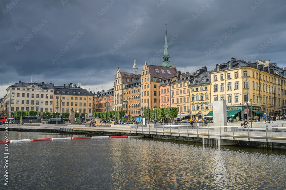 Naklejka premium Altbauten am Kornhamnstorg, Munkbroleden, Altstadt Gamal Stan, Stockholm, Schweden