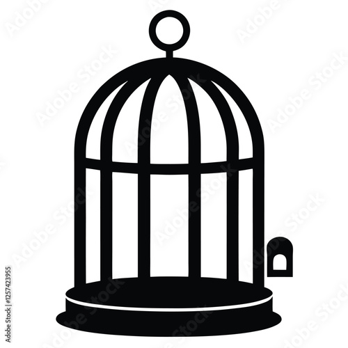 Empty bird cage silhouette icon vector illustration design on white background.
