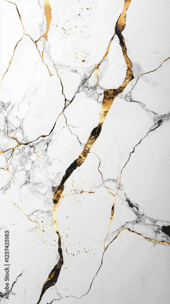 Fototapeta premium Biały ekskluzywny marmur, delikatny wzór złota, dekoracja płytka generative ai 