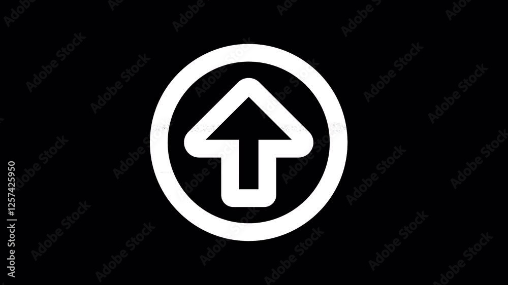 Icon arrow circle up is distorted. Glitch. Noise, chromatic aberration, geometric distortion. Transparent background, looped. In-Out looped. Alpha BW at the end Icon arrow circle up is distorted. Glitch. Noise, chromatic aberration, geometric distortion. Transparent background, looped. In-Out looped. Alpha BW at the end