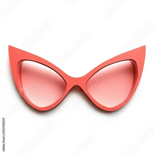 Coral cat-eye sunglasses, white background, fashion, product shot