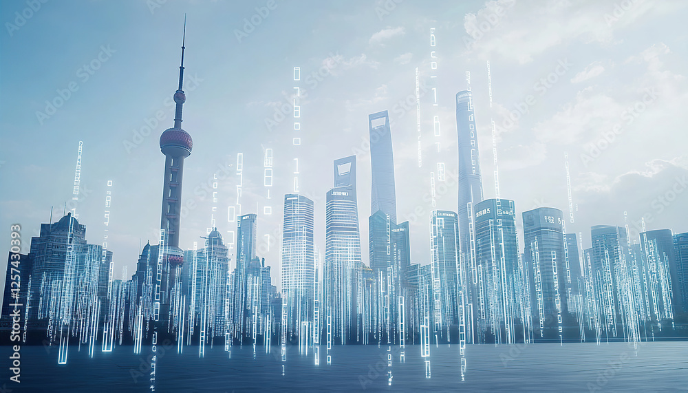 Obraz premium shanghai skyline at night