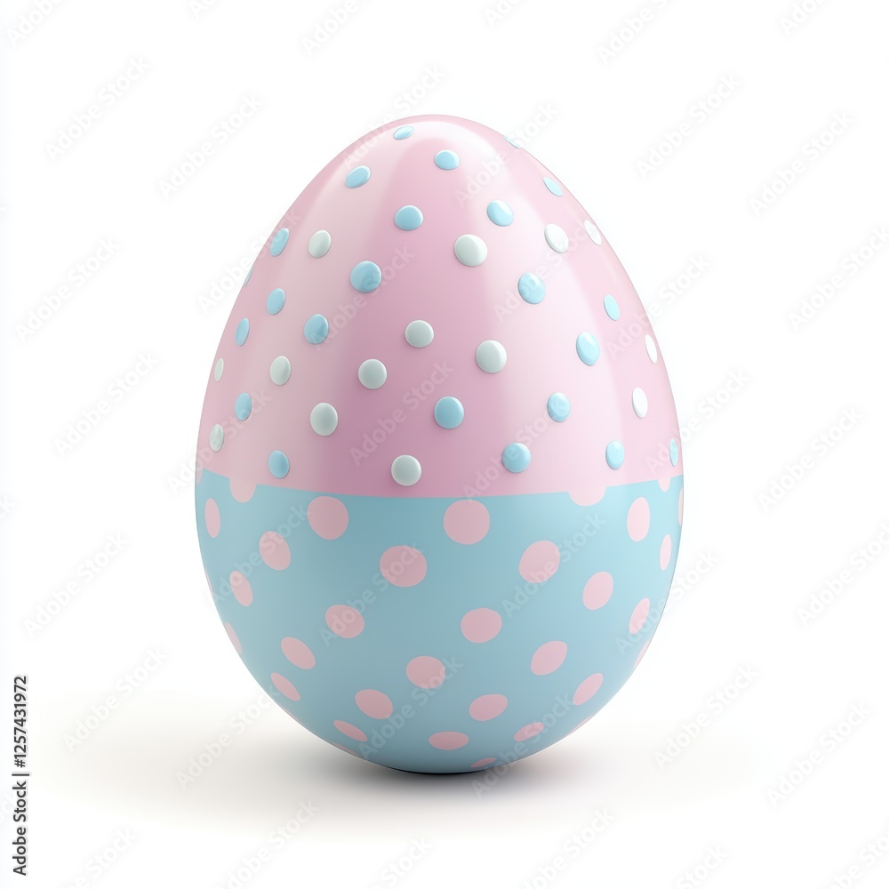 cute Easter egg with playful polka dots and soft pastel tones, isolated on white. cute Easter egg with playful polka dots and soft pastel tones, isolated on white.