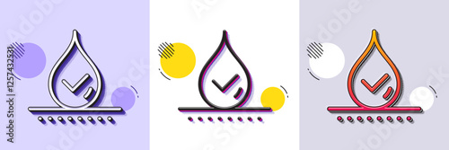 Waterproof line icon. Halftone dotted pattern. Gradient icon with grain shadow. Water resistant sign. Drop protection symbol. Line waterproof icon. Various designs. Vector
