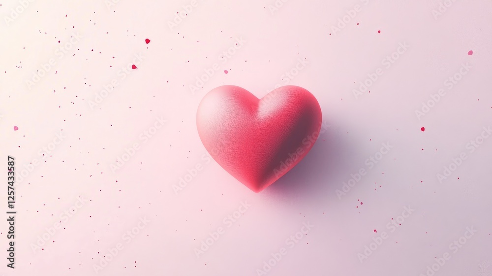 Pink Heart on Pink Background, A Romantic Minimalist Image
