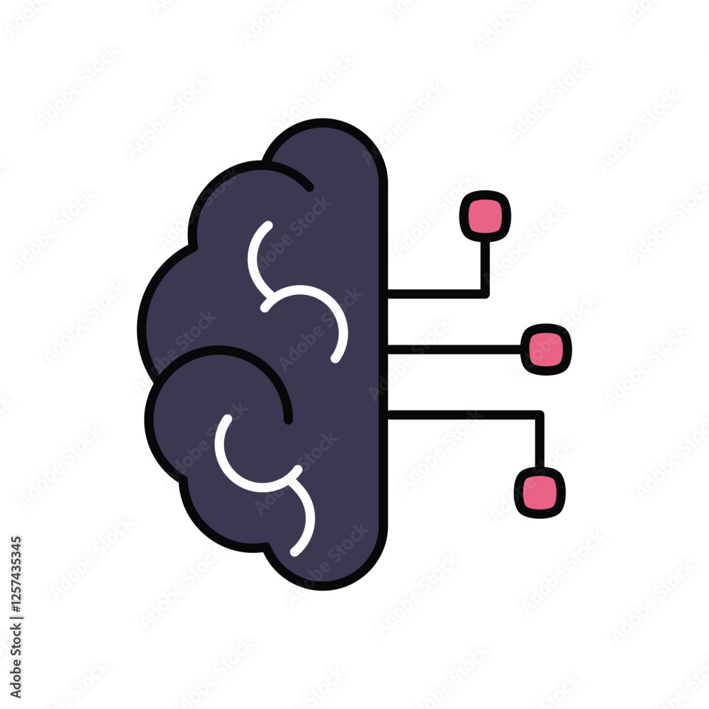 Brain with neural links vector icon Brain with neural links vector icon