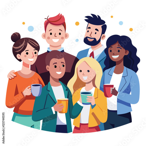 coworkers from different backgrounds enjoying vector image on a white background 