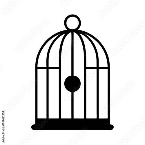 Empty bird cage silhouette icon vector illustration design on white background.
