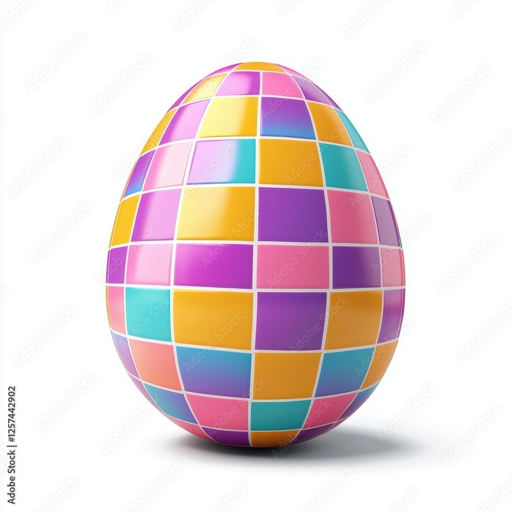 festive Easter egg with a checkered pattern in bright spring colors, isolated on white. festive Easter egg with a checkered pattern in bright spring colors, isolated on white.