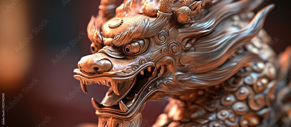 Obraz premium Intricate Asian Dragon Statue Close-up