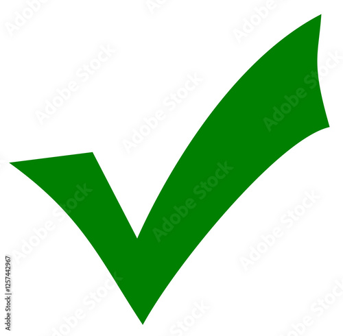 Green check mark icon. Tick symbol in green color, illustration. transparent background.