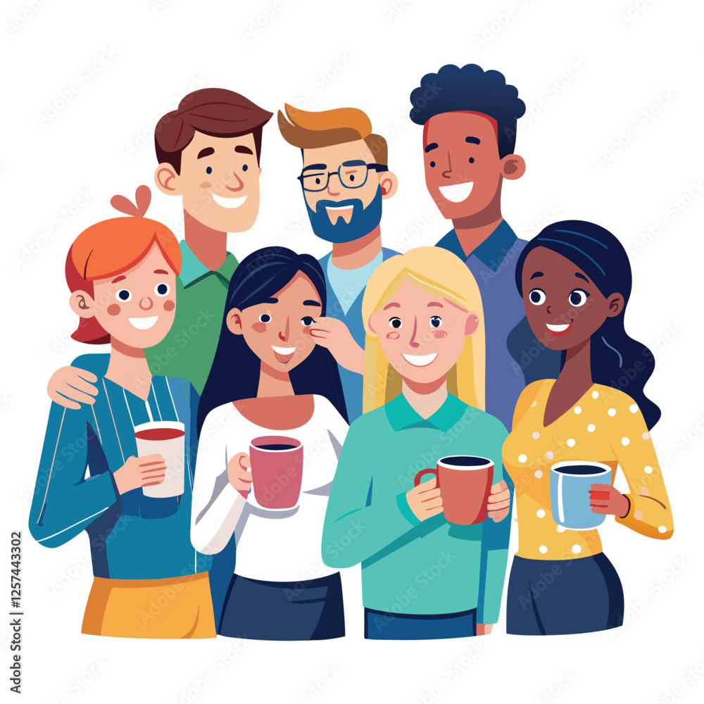 coworkers from different backgrounds enjoying vector image on a white background coworkers from different backgrounds enjoying vector image on a white background