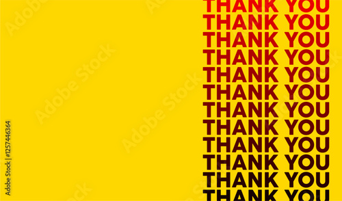 Gradient text Thank You on yellow background. Copy Space yellow background. 