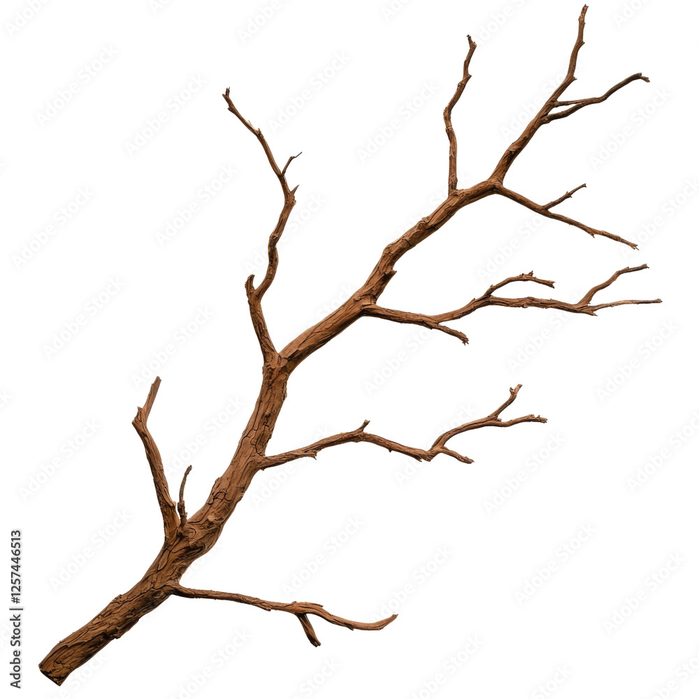 dry, twisted branch with multiple offshoots, showcasing intricate textures and natural patterns. Perfect for decorative or artistic purposes dry, twisted branch with multiple offshoots, showcasing intricate textures and natural patterns. Perfect for decorative or artistic purposes