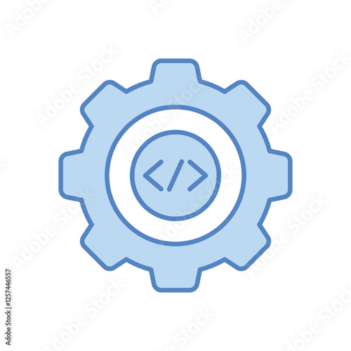 Code brackets with gears vector icon
