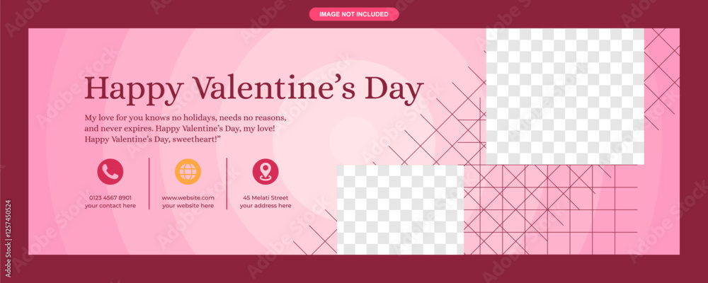Romantic pink Valentine’s Day banner with heart elements and elegant typography Romantic pink Valentine’s Day banner with heart elements and elegant typography