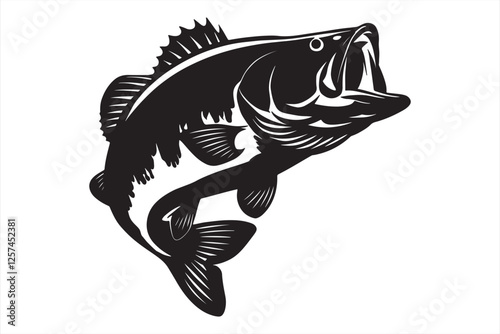 Black and White Bass Fish Artwork