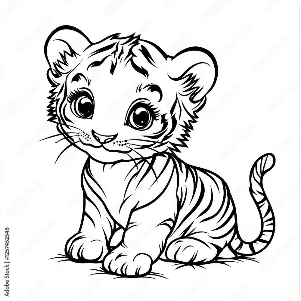 Fototapeta premium felidae white vertebrate facial expression terrestrial animal tiger snout carnivores whiskers line art