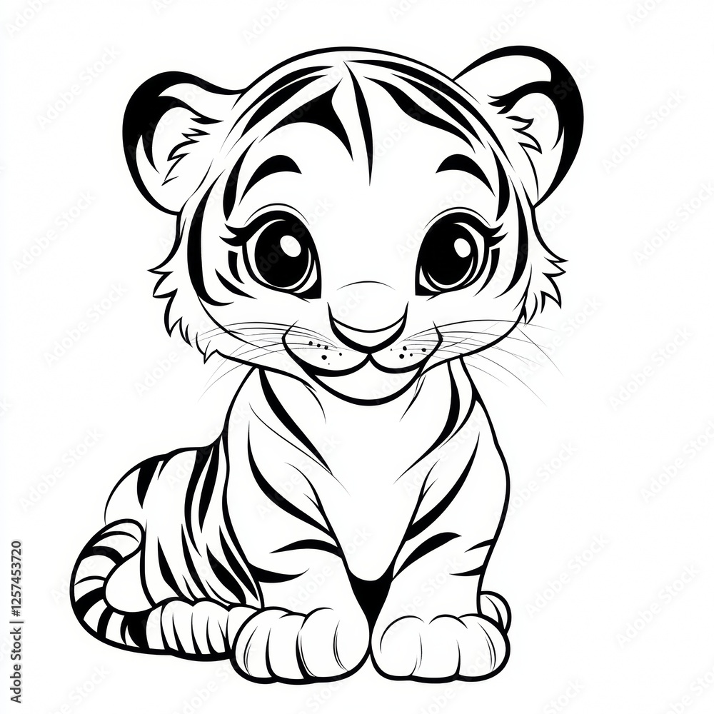 Fototapeta premium white felidae vertebrate tiger facial expression terrestrial animal snout whiskers carnivores line art