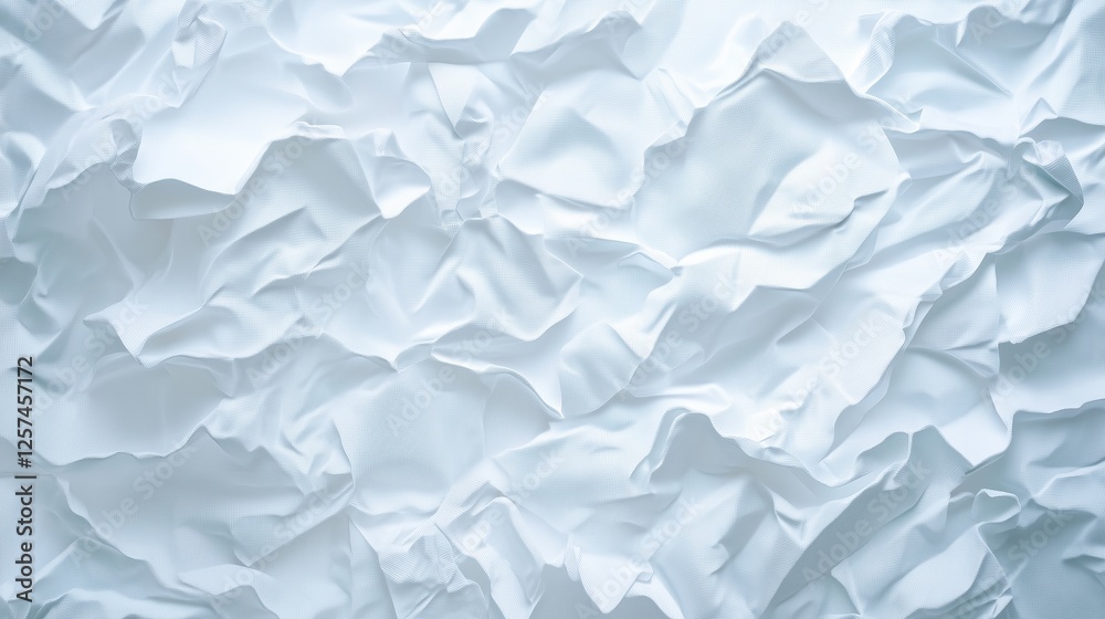 Obraz premium Wrinkled white paper texture with soft shadows. Background for graphic design or creative projects.