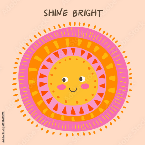 shine bright cute sun illustration kids print