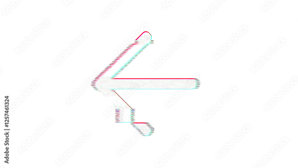 Icon arrow left is distorted. Glitch. Noise, chromatic aberration, geometric distortion Icon arrow left is distorted. Glitch. Noise, chromatic aberration, geometric distortion