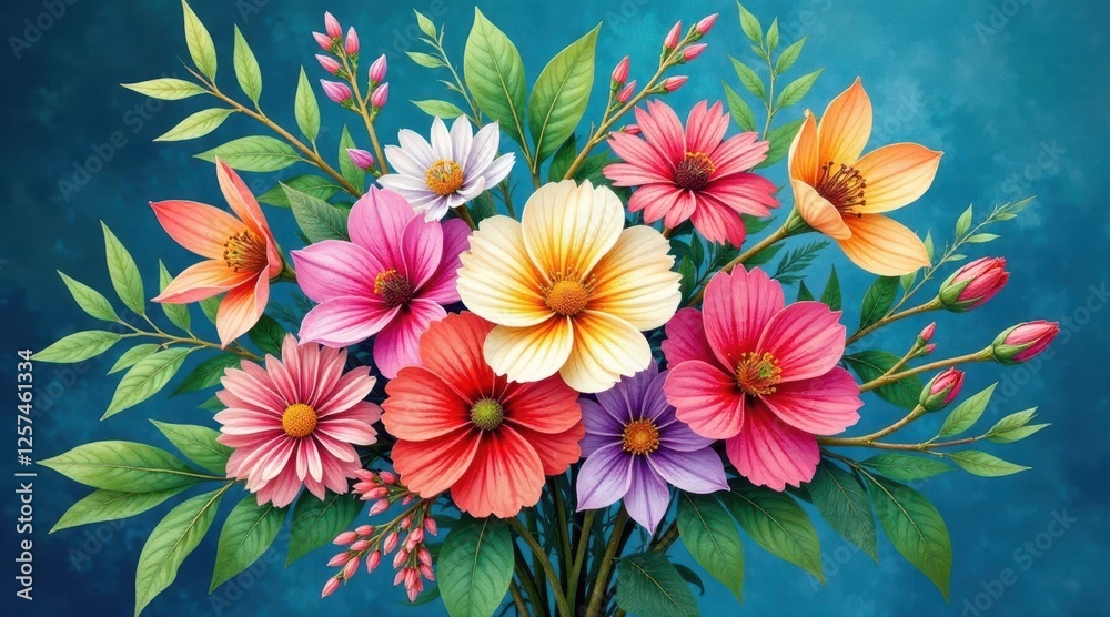 Obraz premium Vibrant Floral Arrangement A Delicate Symphony of Colors and Petals in Full Bloom