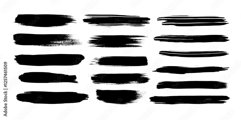 Hand drawn calligraphy brush strokes black paint texture set vector illustration isolated on white background. Japanese calligraphy brush strokes high detail abstract elements collection. Hand drawn calligraphy brush strokes black paint texture set vector illustration isolated on white background. Japanese calligraphy brush strokes high detail abstract elements collection.