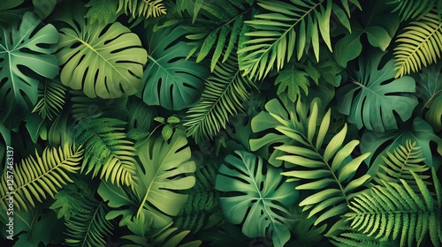 Wallpaper Mural Lush Tropical Paradise: A Vibrant Tapestry of Green Foliage Torontodigital.ca