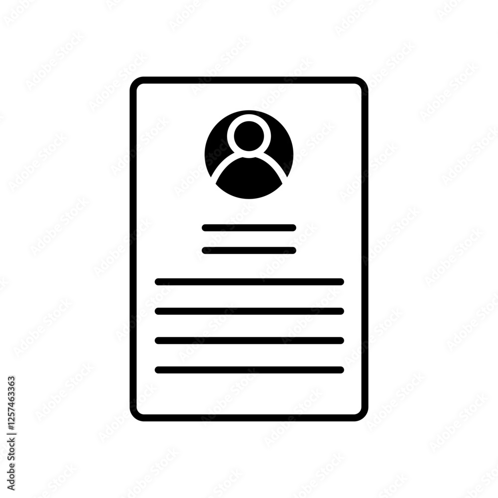 CV icon vector. Resume illustration sign. user data symbol or logo. CV icon vector. Resume illustration sign. user data symbol or logo.