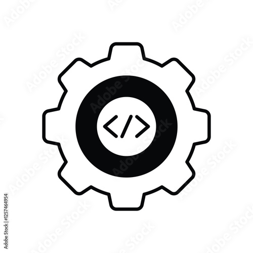 Code brackets with gears vector icon