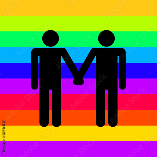 Vector lgbt couple icon in freedom love with rainbow