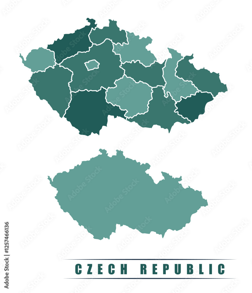 Fototapeta premium Czech Republic simple flat political map with states border