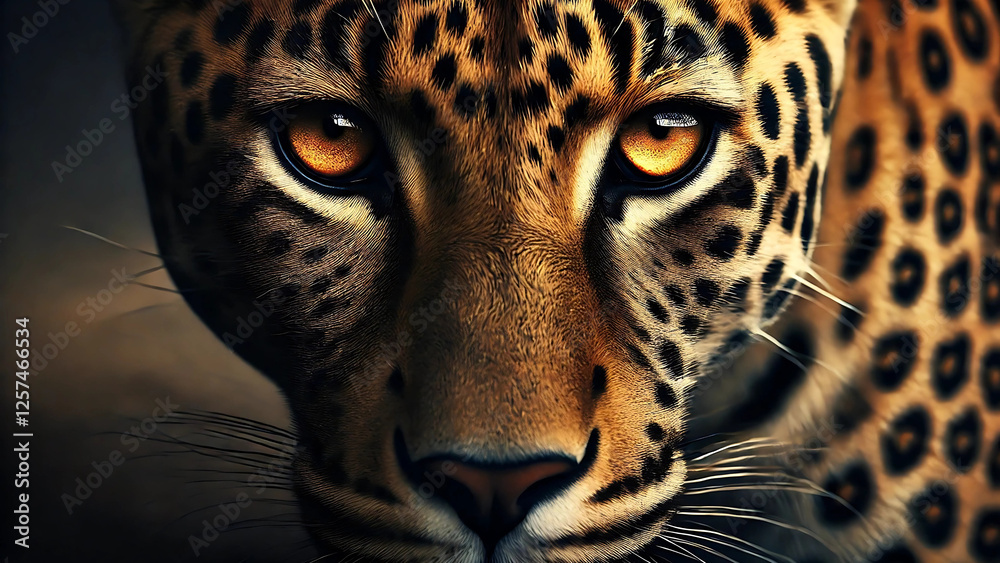 Fototapeta premium A close-up of a leopard’s piercing eyes