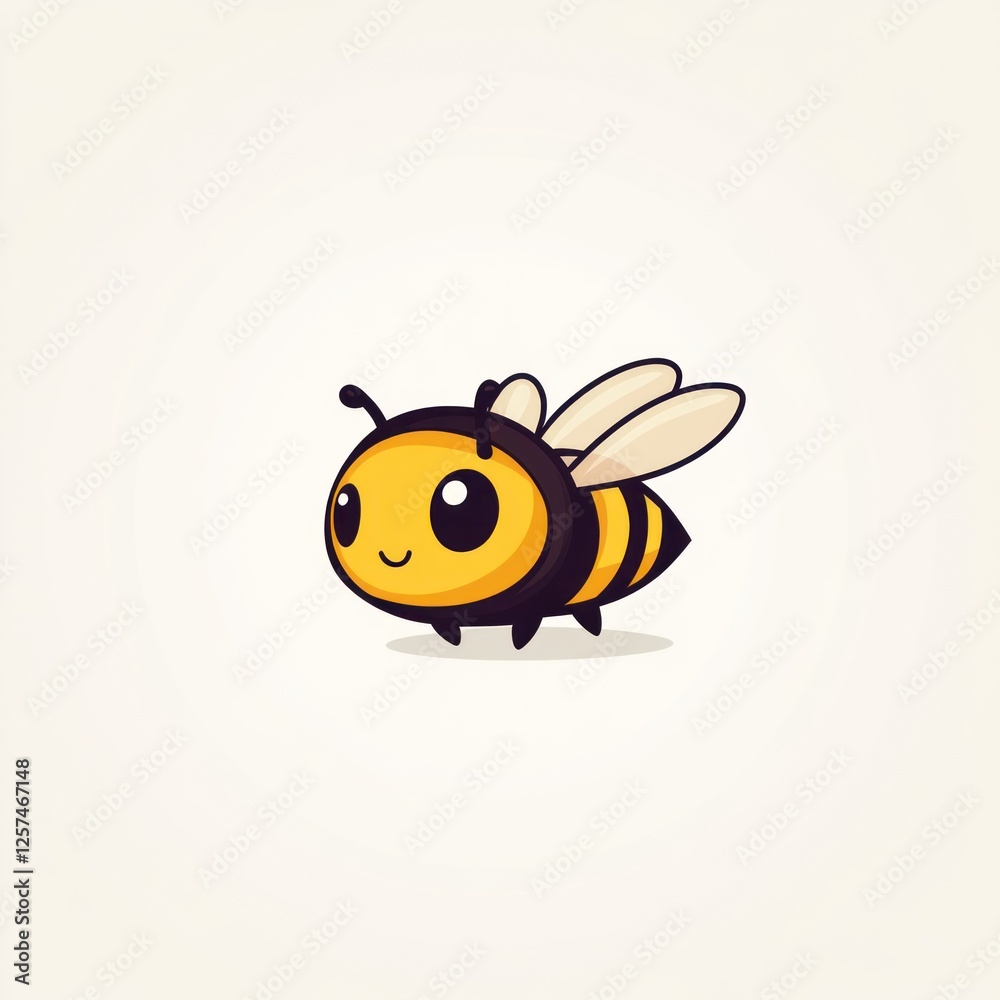 Cute cartoon bee on light background. Possible use children's book illustration Cute cartoon bee on light background. Possible use children's book illustration