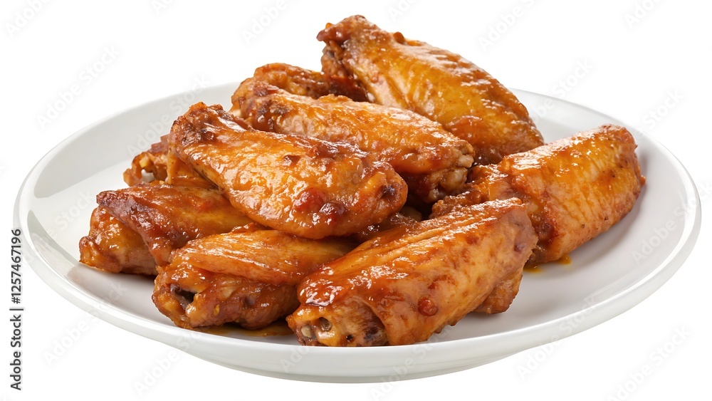 Deliciously crispy chicken wings on a white plate Deliciously crispy chicken wings on a white plate