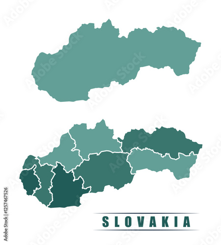 Slovakia simple flat political map with states border
