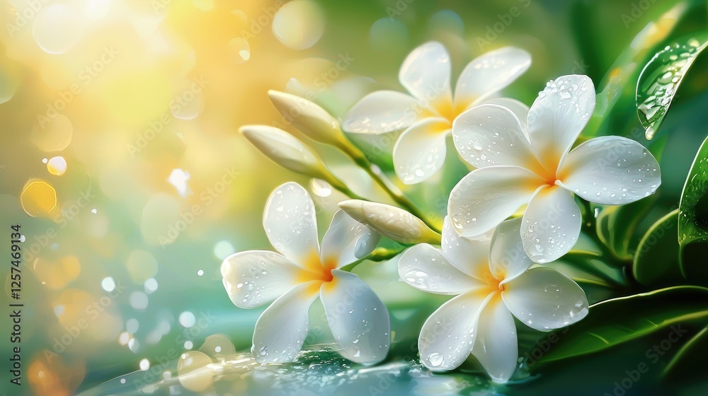 Serene Plumeria Blossoms, A Tropical Paradise Serene Plumeria Blossoms, A Tropical Paradise