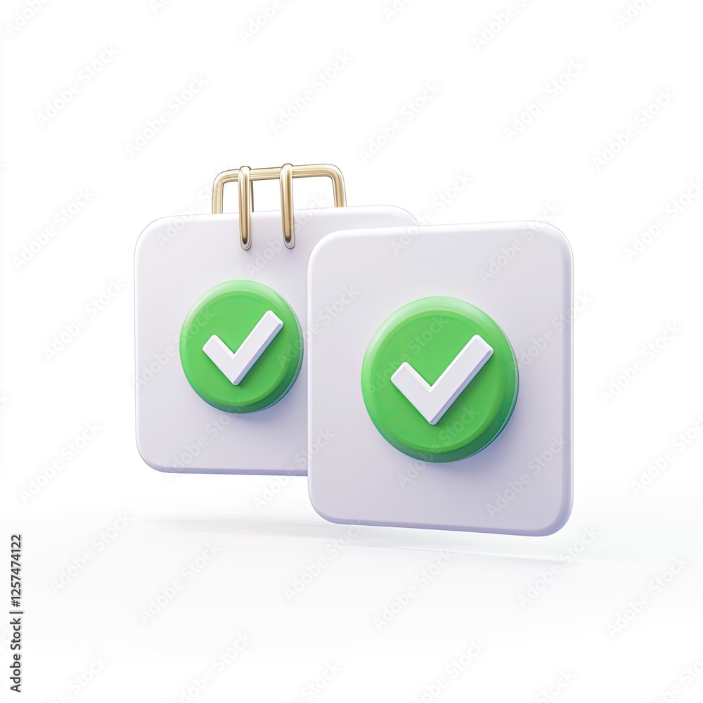 3D Checkmarks on White Squares, Task Complete, Digital, Success 3D Checkmarks on White Squares, Task Complete, Digital, Success